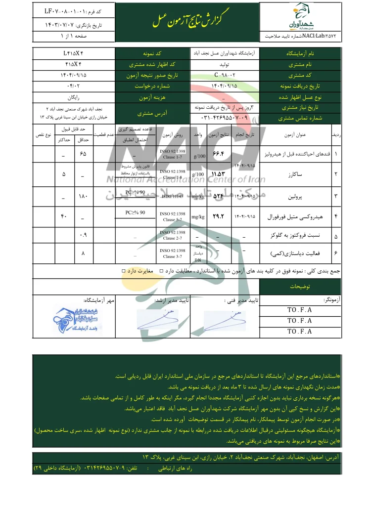 برگه آزمایش عسل کنار سید محمد رضویان