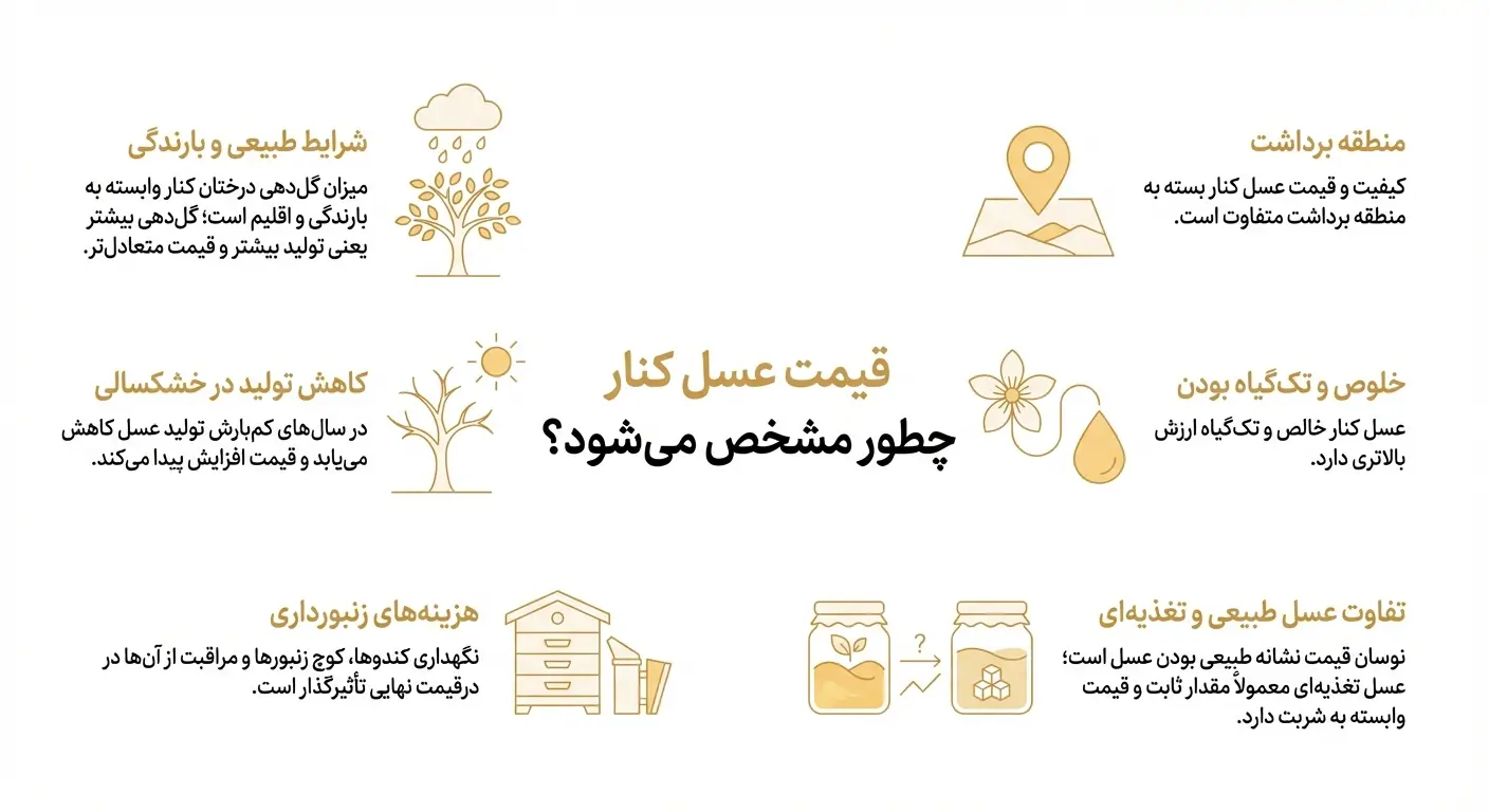 اینفوگرافیک توضیح قیمتگذاری عسل کنار